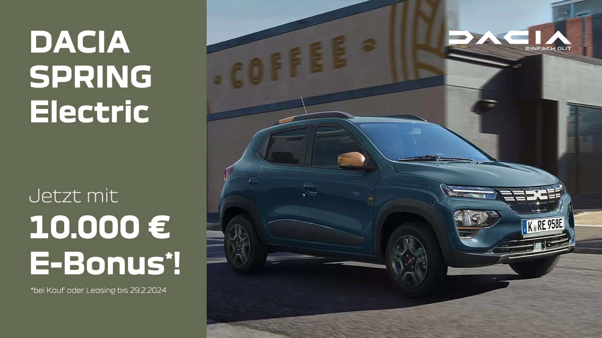 Dacia Spring E-Bonus 10.000 € bis 29.2.2024 1200x675